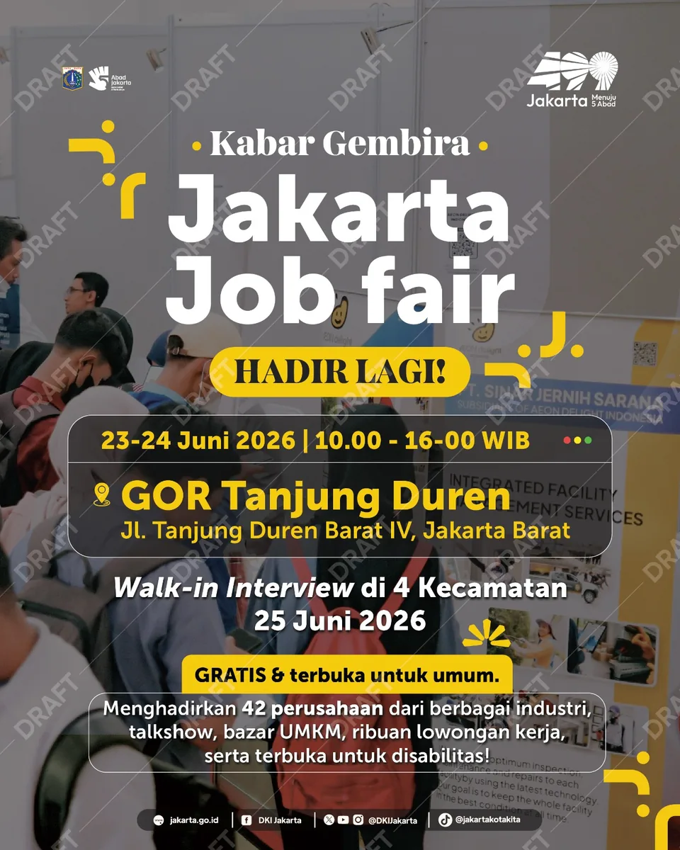 Job Fair Provinsi Kalimantan Utara 2026 (Suku Dinas TKTE Wilayah Provinsi Kalimantan Utara Barat) : 23-24 Juni 2026